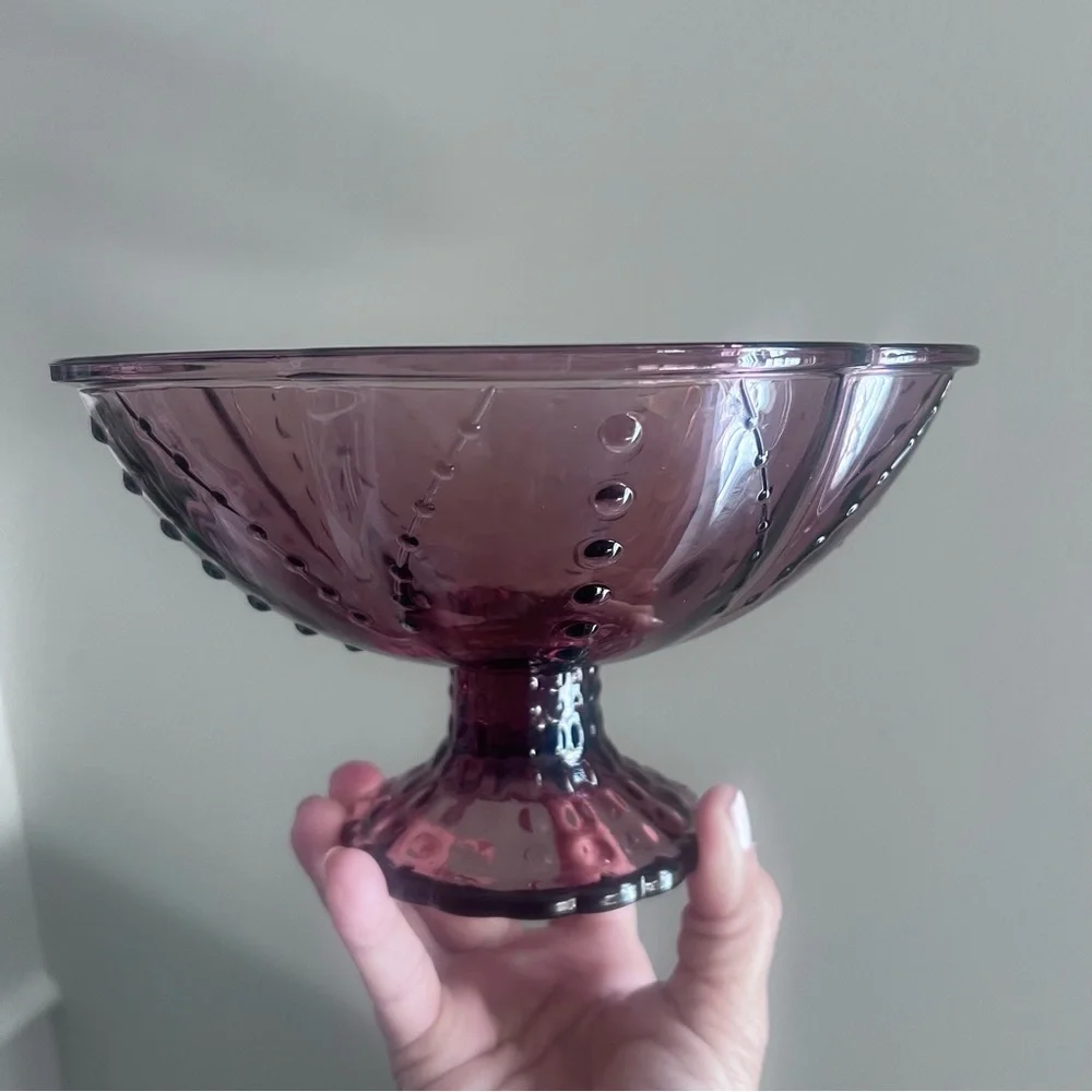 Purple Amethyst color Pedestal Bowl With Hobnail Detail Ikea vintage inspired …